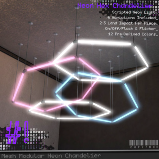 Hexagon shaped neon light chandeliers